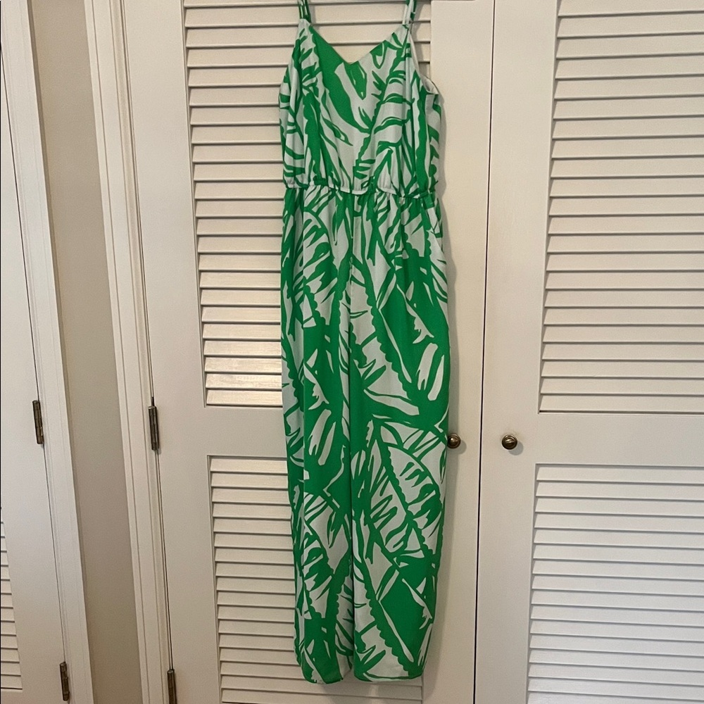 Lilly Pulitzer Green Leaf Print Jumpsuit S/P
